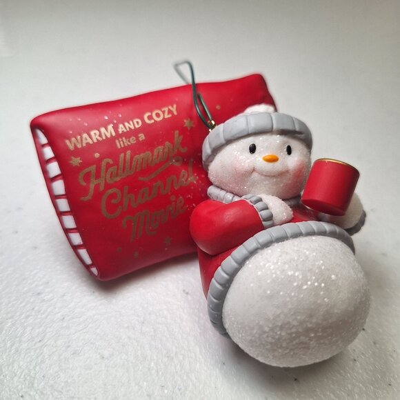 Hallmark Keepsake Warm Cozy Christmas Ornament Snowman Hot Cocoa Winter Pillow - Picture 1 of 9
